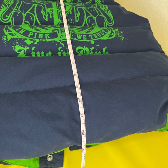 Victoria's Secret Pink Reversible Down Puffer Vest, Size XS, Blue and Green - Picture 11 of 12